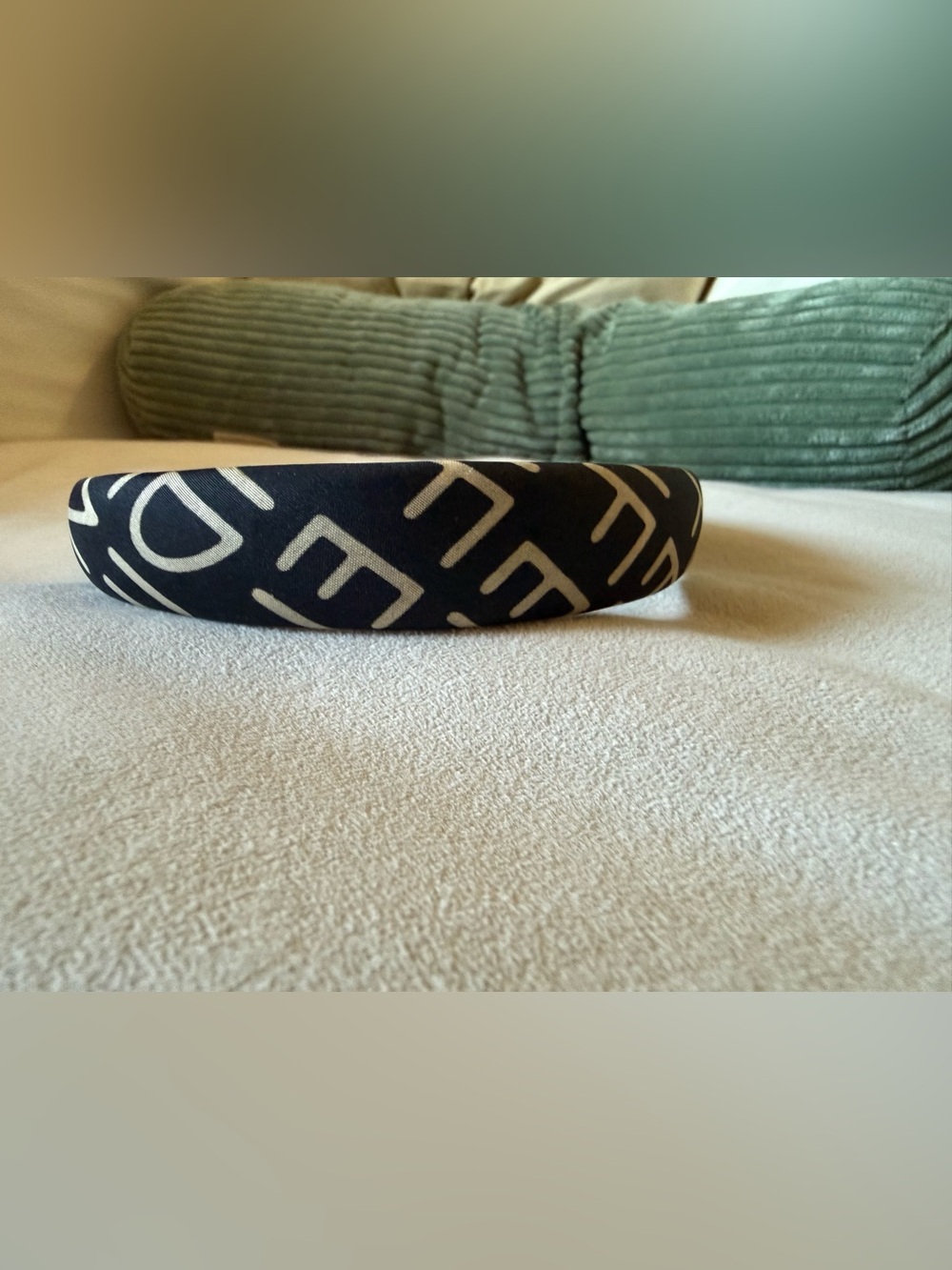 Fendi Black and Cream Padded Monogram Headband
